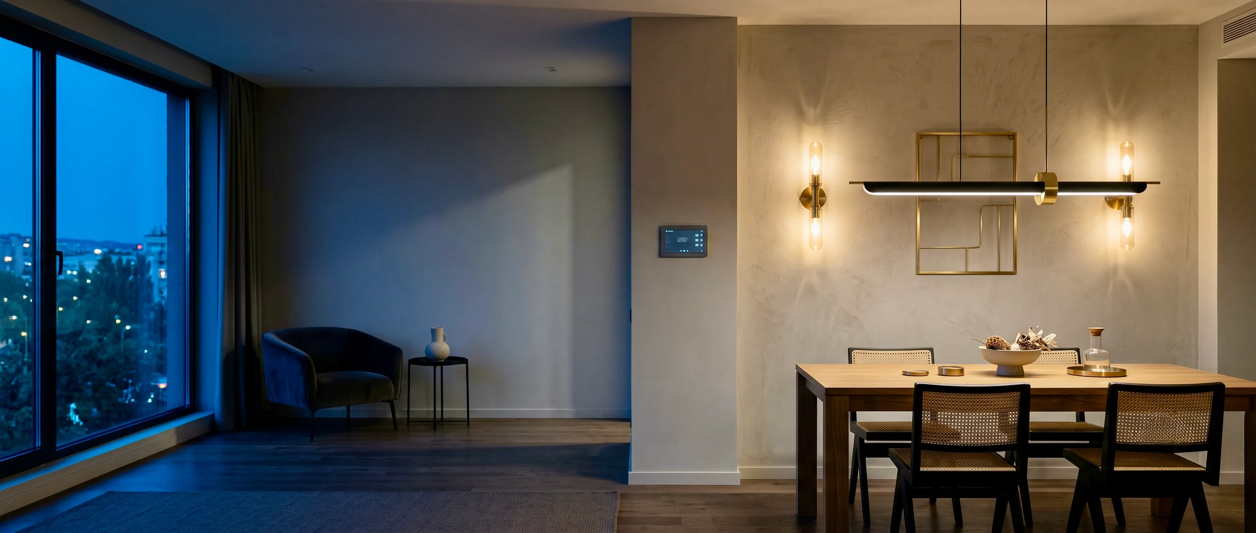 Contemporary interior with elegant lighting design